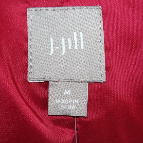 J Jill $119 Sz M Deep Claret Red Wool Acrylic Poly Lined Textured Jacket - Picture 4 of 7